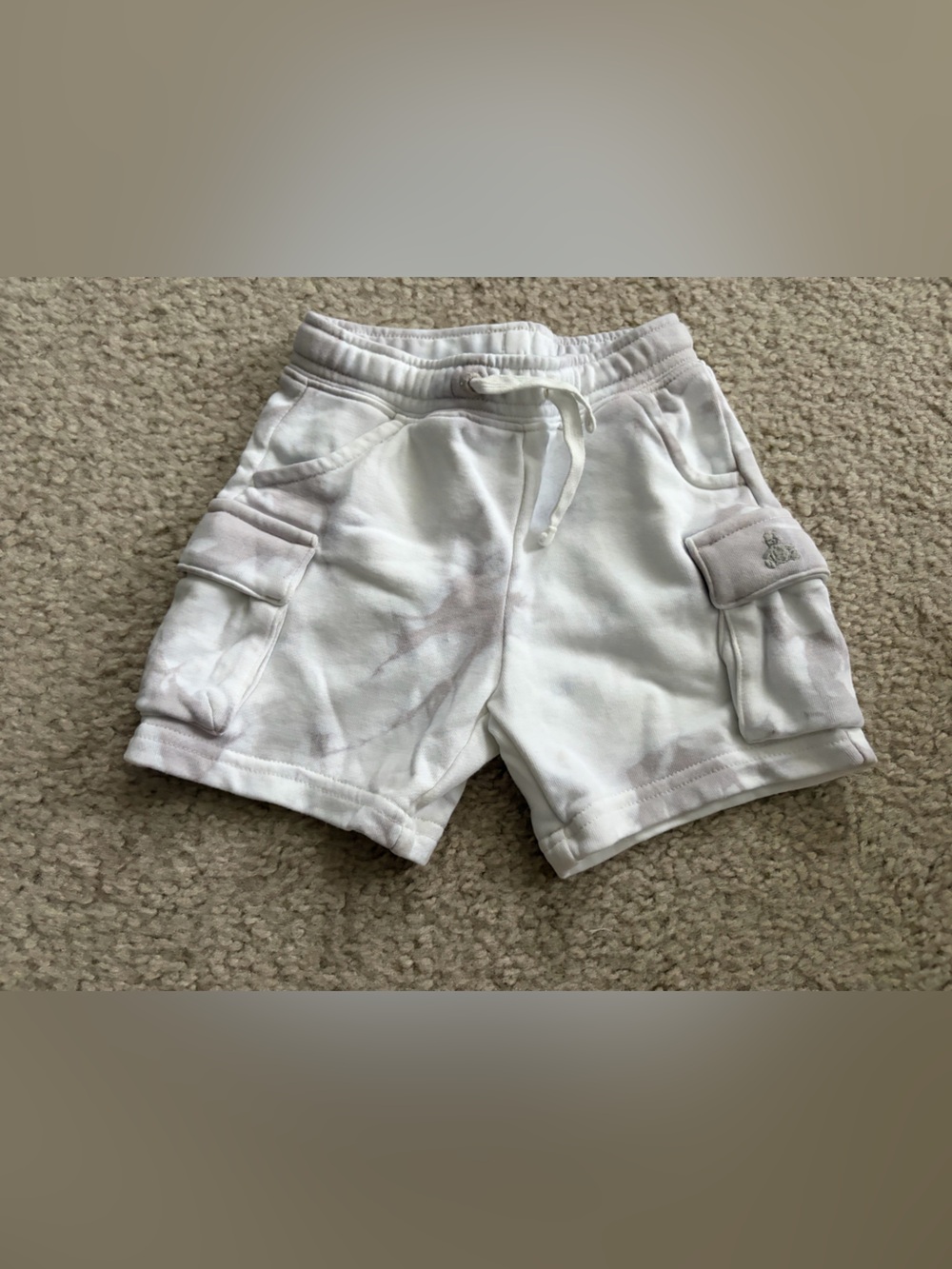GAP white & Light Gray Tie-Dye Cotton Shorts
